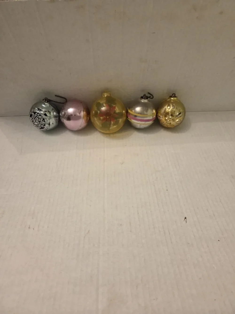 Vintage Plastic Christmas Ornaments Unbreakable Bradford Jewel Bright Set 5